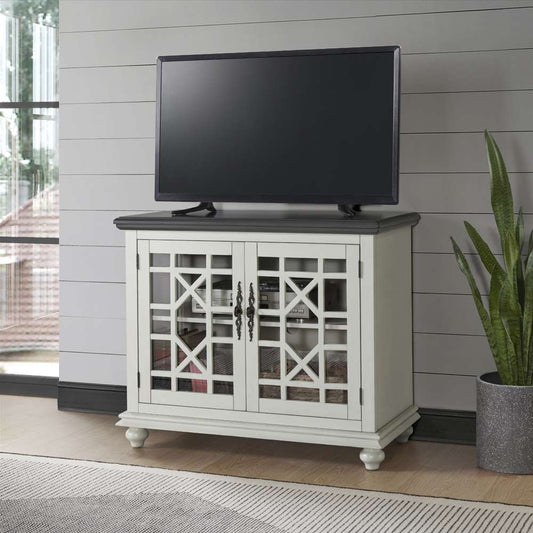 Martin Svensson Home -  Elegant Small Spaces TV Stand, White with Grey Top - 91039 veiw 1