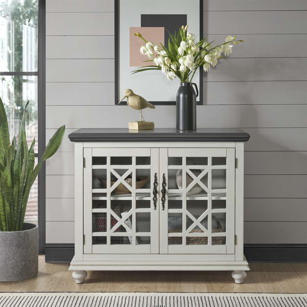 Martin Svensson Home -  Elegant Small Spaces TV Stand, White with Grey Top - 91039 veiw 2