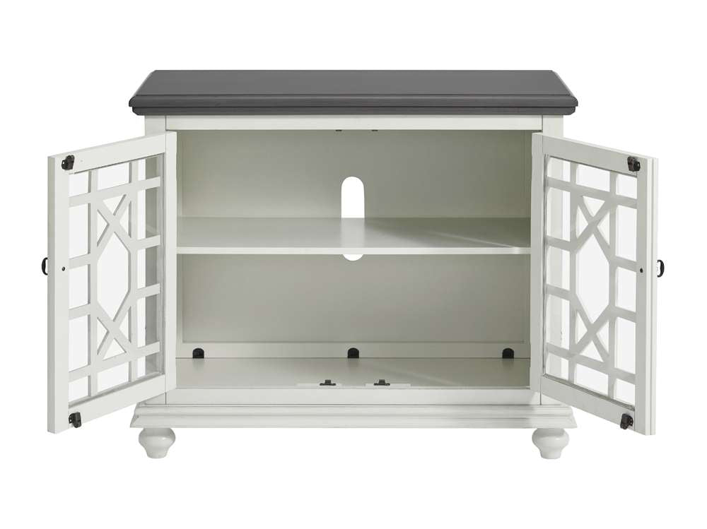 Martin Svensson Home -  Elegant Small Spaces TV Stand, White with Grey Top - 91039 veiw 5