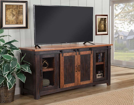 Martin Svensson Home -  Rustic Santa Fe TV Stand, Antique Black and Honey Tobacoo - 90905 veiw 1