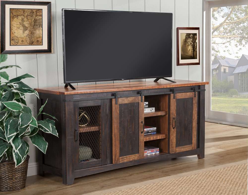 Martin Svensson Home -  Rustic Santa Fe TV Stand, Antique Black and Honey Tobacoo - 90905 veiw 3