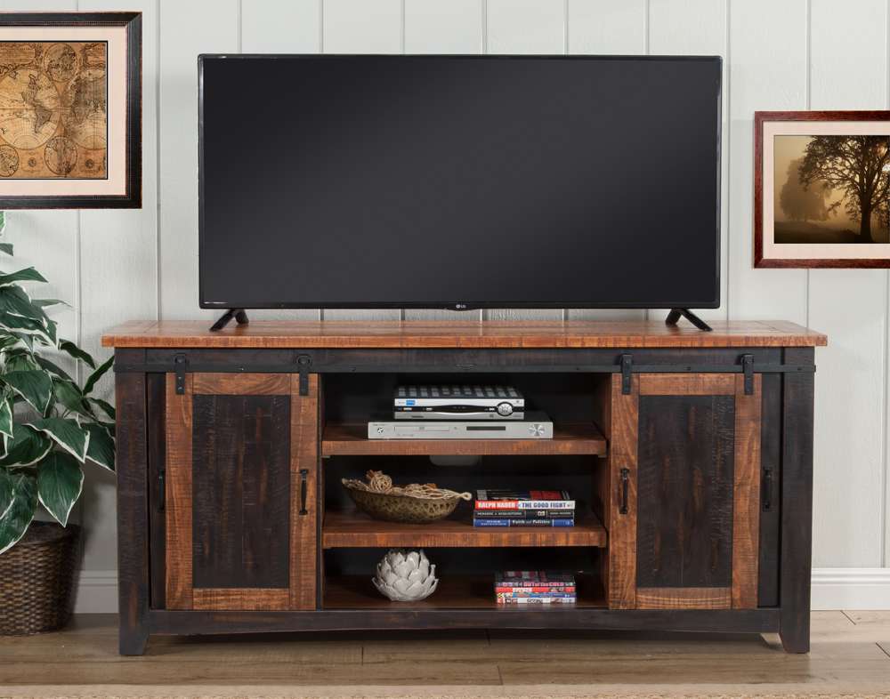Martin Svensson Home -  Rustic Santa Fe TV Stand, Antique Black and Honey Tobacoo - 90905 veiw 5
