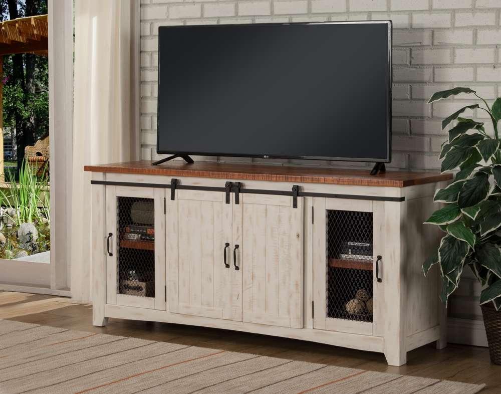 Martin Svensson Home -  Rustic Taos TV Stand, Antique White and Honey Tobacco - 90906 veiw 1