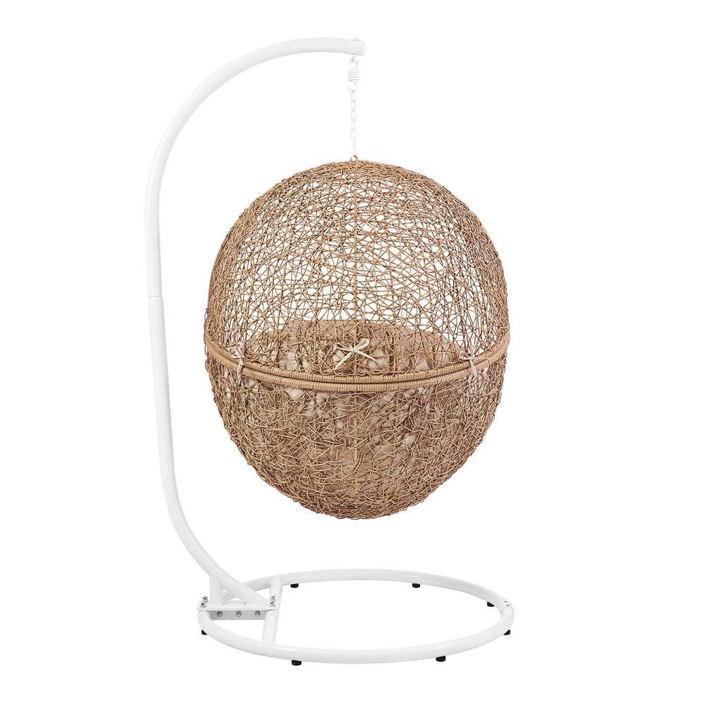 Modway - Encase Outdoor Patio Rattan Swing Chair - EEI-6262-CAP-BEI veiw 4