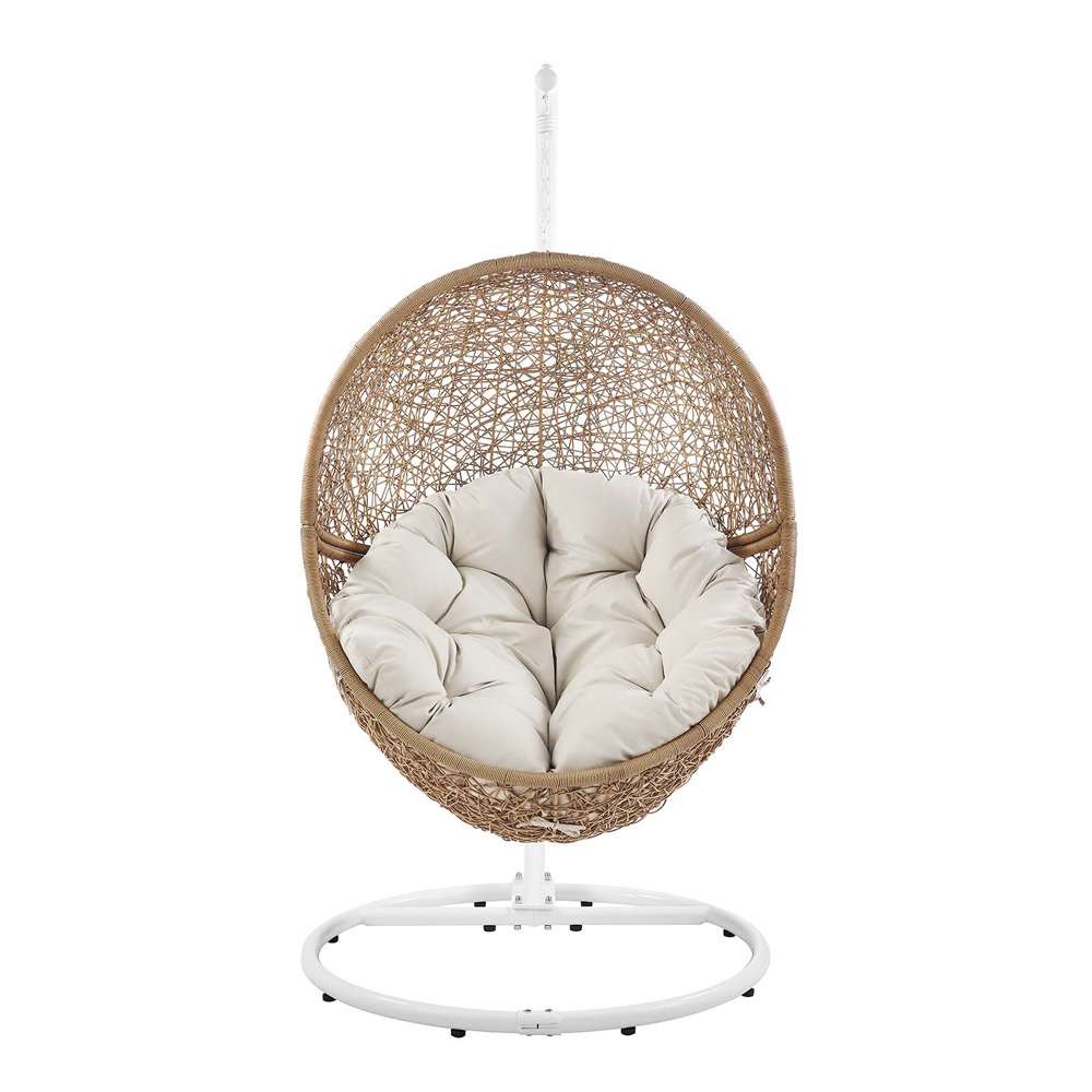 Modway - Encase Outdoor Patio Rattan Swing Chair - EEI-6262-CAP-BEI veiw 5