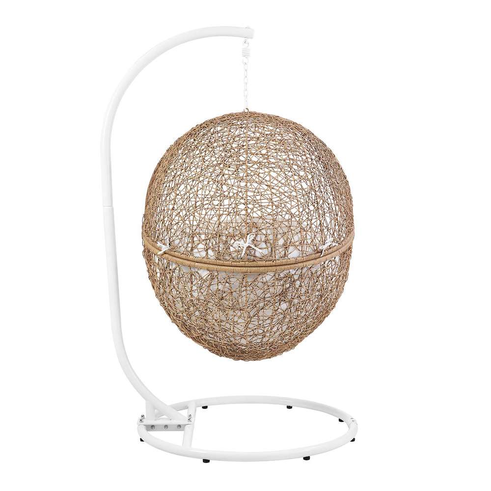 Modway - Encase Outdoor Patio Rattan Swing Chair - EEI-6262-CAP-WHI veiw 4