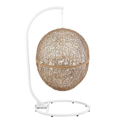 Modway - Encase Outdoor Patio Rattan Swing Chair - EEI-6262-CAP-WHI veiw 4