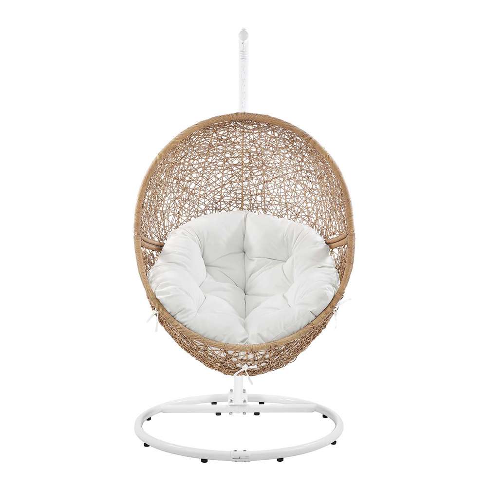 Modway - Encase Outdoor Patio Rattan Swing Chair - EEI-6262-CAP-WHI veiw 5