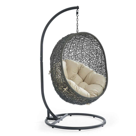 Modway - Hide Outdoor Patio Sunbrella Swing Chair With Stand - EEI-3929-GRY-BEI veiw 1