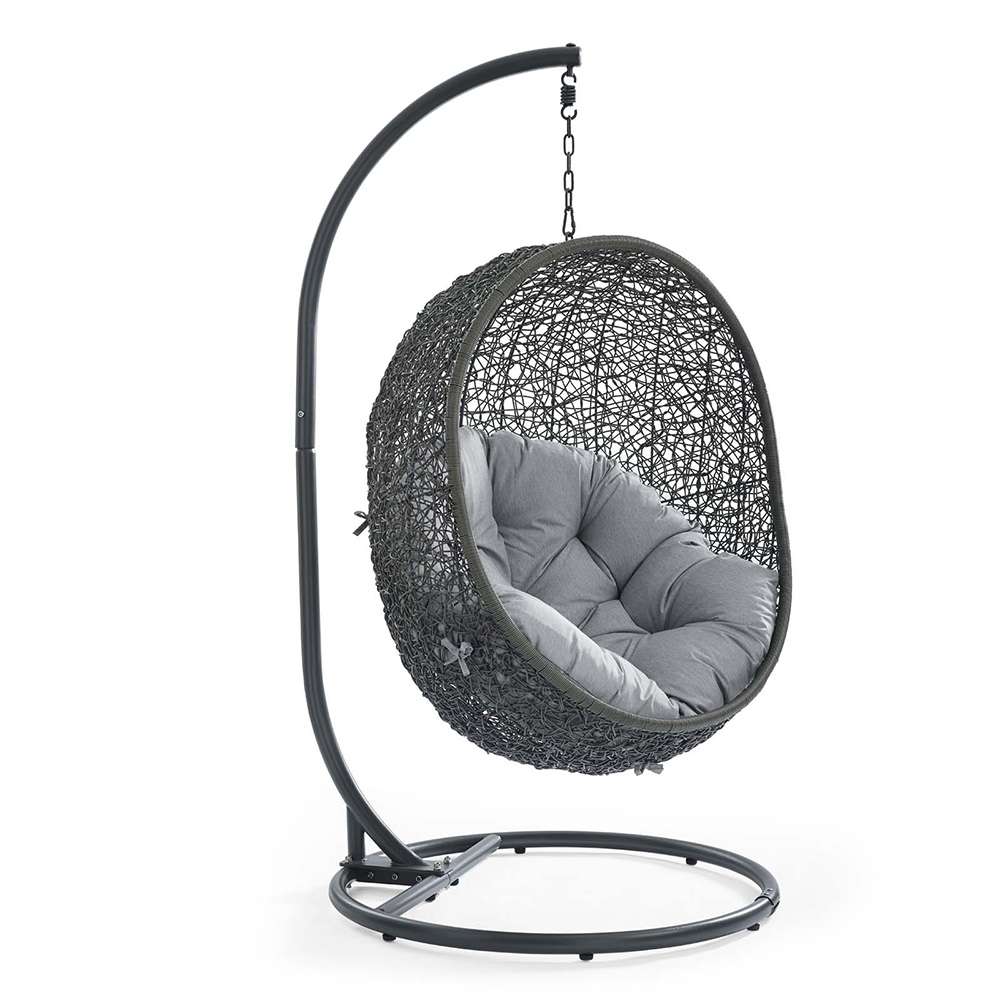 Modway - Hide Outdoor Patio Sunbrella Swing Chair With Stand - EEI-3929-GRY-GRY veiw 1