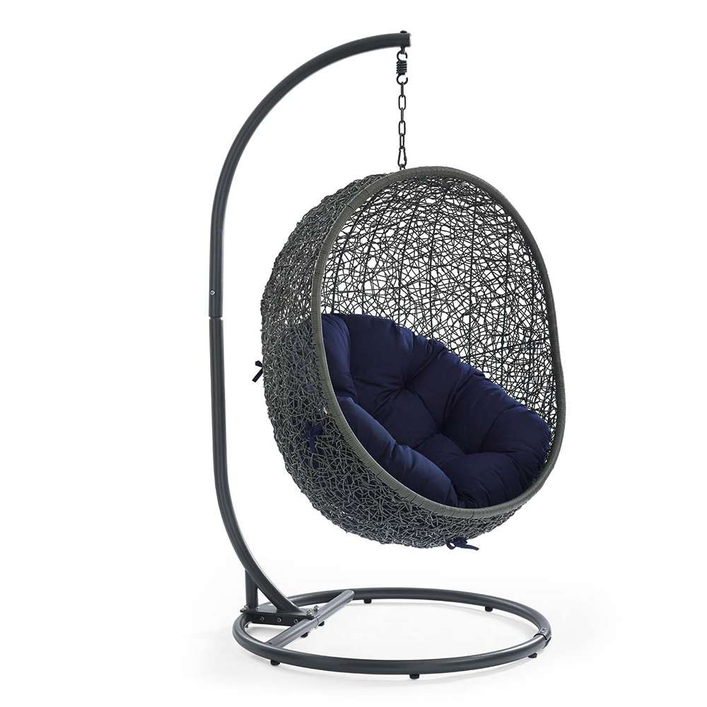 Modway - Hide Outdoor Patio Sunbrella Swing Chair With Stand - EEI-3929-GRY-NAV veiw 1