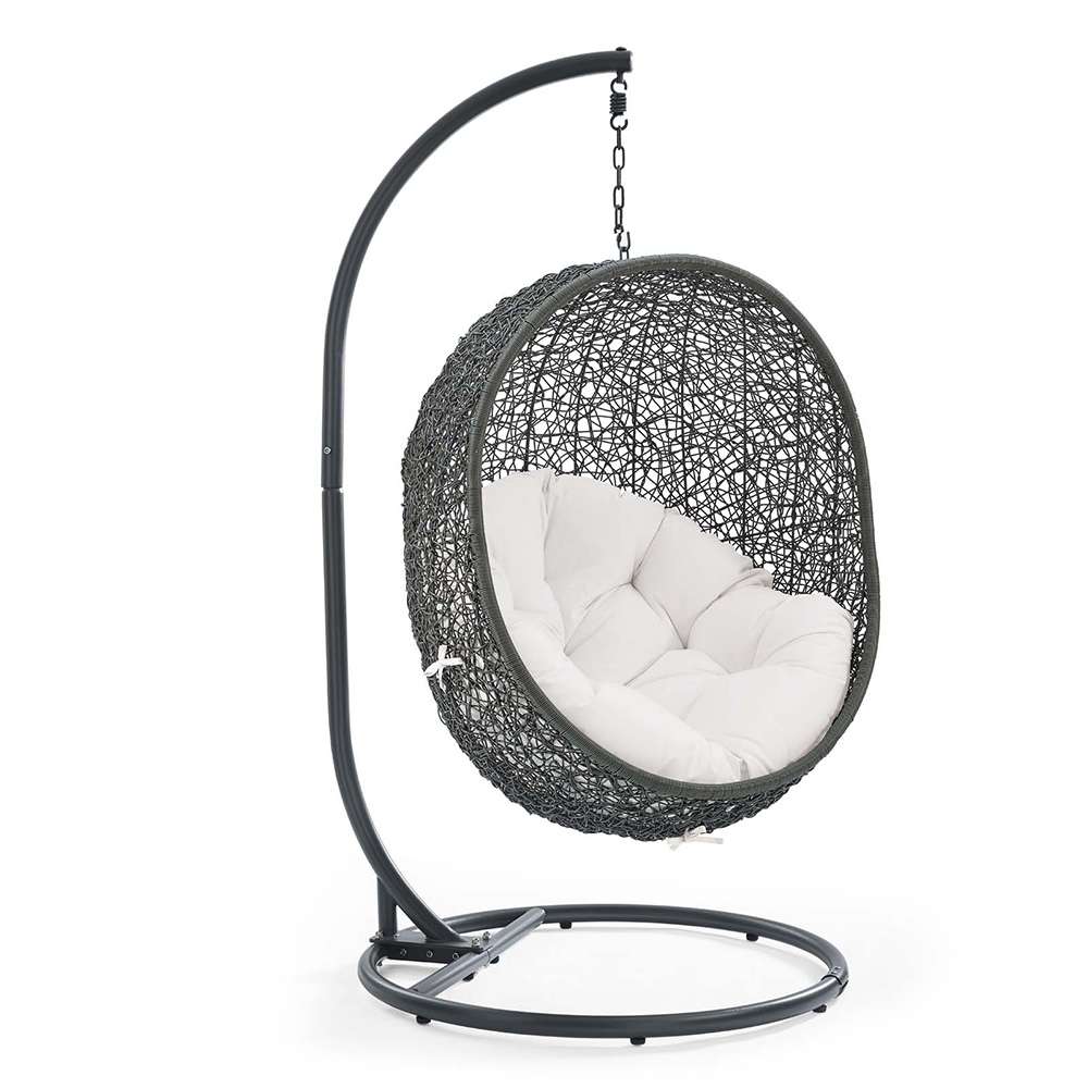 Modway - Hide Outdoor Patio Sunbrella Swing Chair With Stand - EEI-3929-GRY-WHI veiw 1