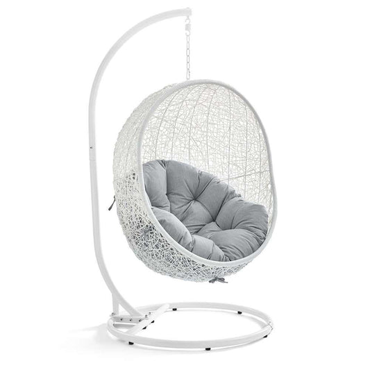 Modway - Hide Outdoor Patio Sunbrella Swing Chair With Stand - EEI-3929-WHI-GRY veiw 1