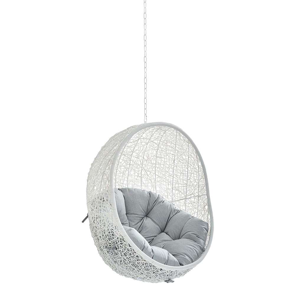 Modway - Hide Sunbrella Fabric Swing Outdoor Patio Lounge Chair Without Stand - EEI-3634-WHI-GRY veiw 1