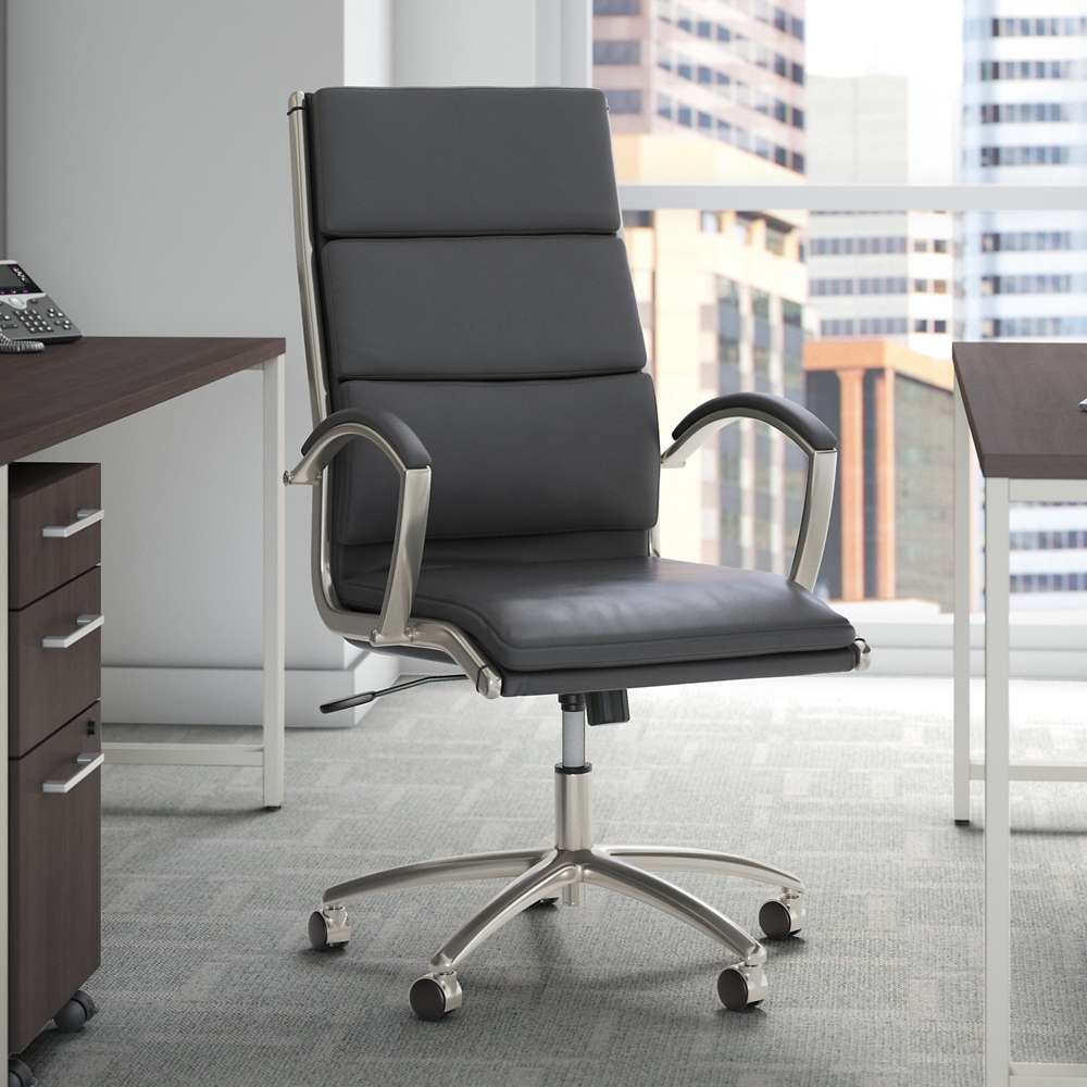 Bush Furniture - Modelo High Back Leather Executive Office Chair in Dark Gray - CH1701DGL-03 veiw 4