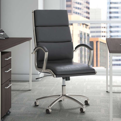 Bush Furniture - Modelo High Back Leather Executive Office Chair in Dark Gray - CH1701DGL-03 veiw 4