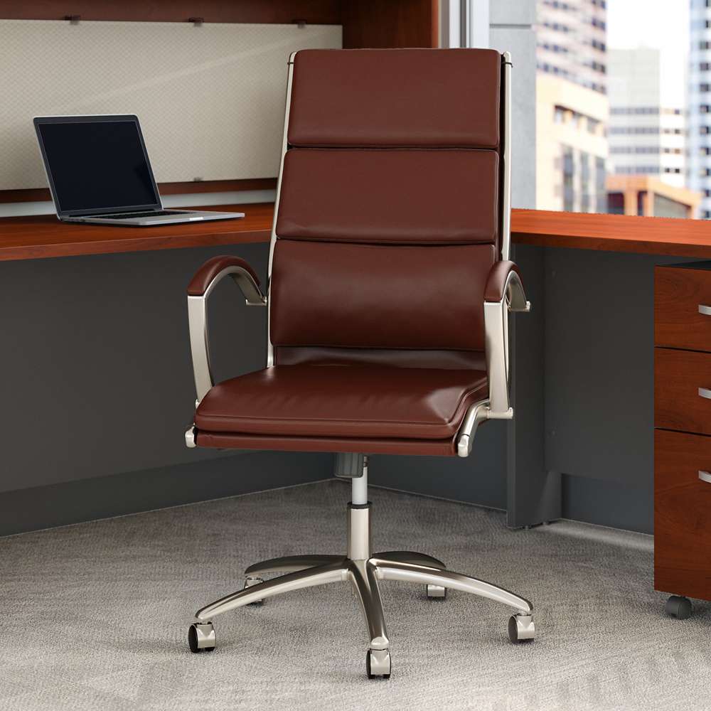 Bush Furniture - Modelo High Back Leather Executive Office Chair in Harvest Cherry - CH1701CSL-03 veiw 4