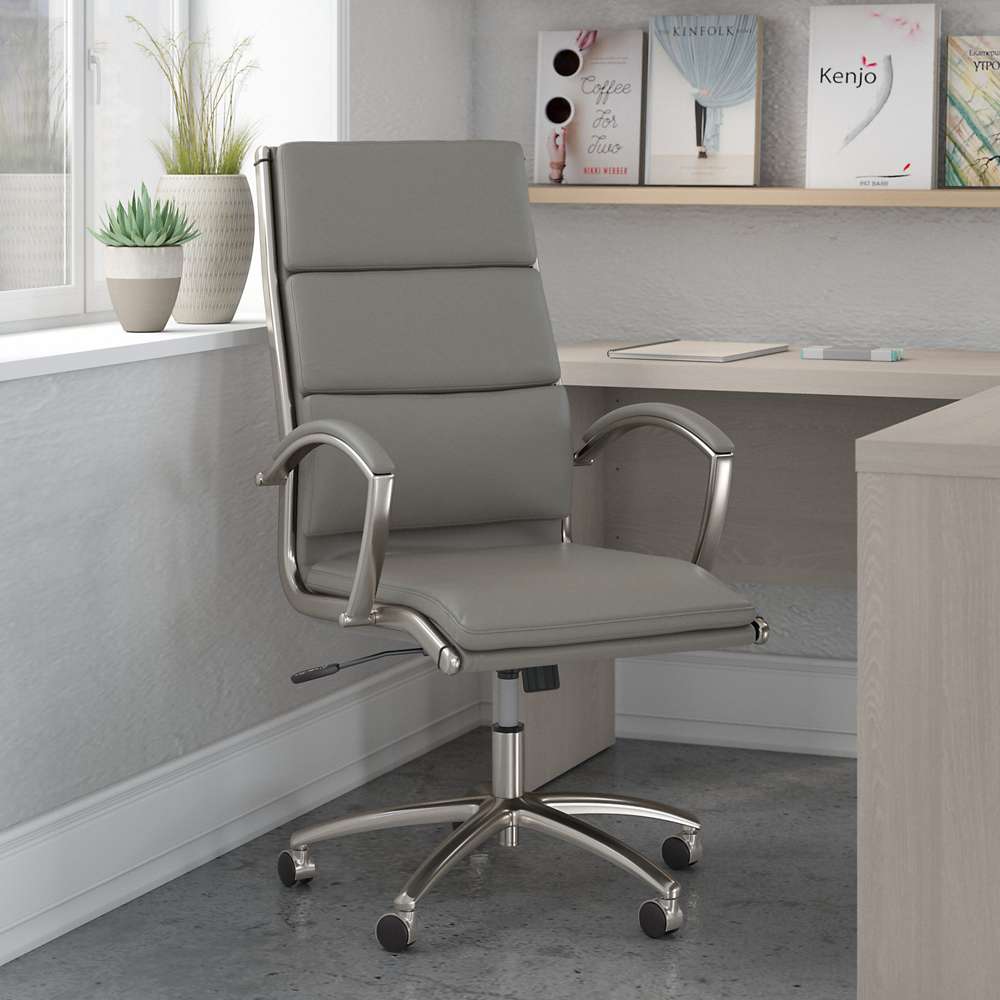 Bush Furniture - Modelo High Back Leather Executive Office Chair in Light Gray - CH1701LGL-03 veiw 4