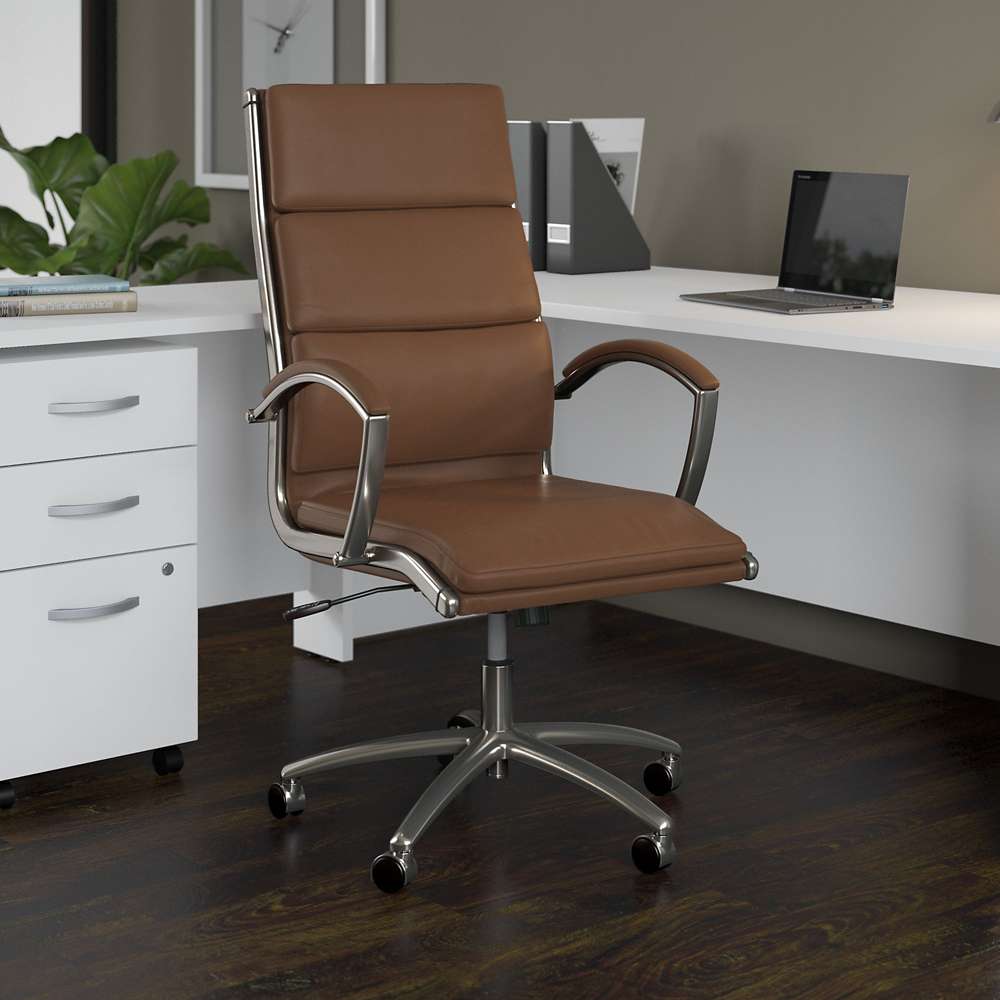 Bush Furniture - Modelo High Back Leather Executive Office Chair in Saddle Tan - CH1701SDL-03 veiw 4
