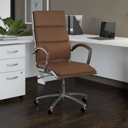 Bush Furniture - Modelo High Back Leather Executive Office Chair in Saddle Tan - CH1701SDL-03 veiw 4