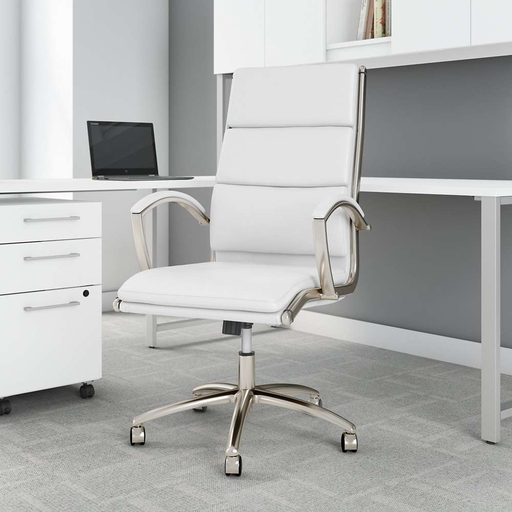 Bush Furniture - Modelo High Back Leather Executive Office Chair in White - CH1701WHL-03 veiw 4