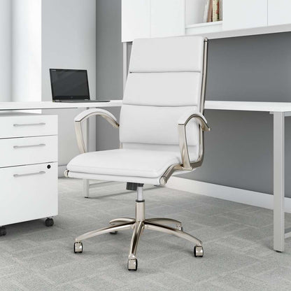 Bush Furniture - Modelo High Back Leather Executive Office Chair in White - CH1701WHL-03 veiw 4