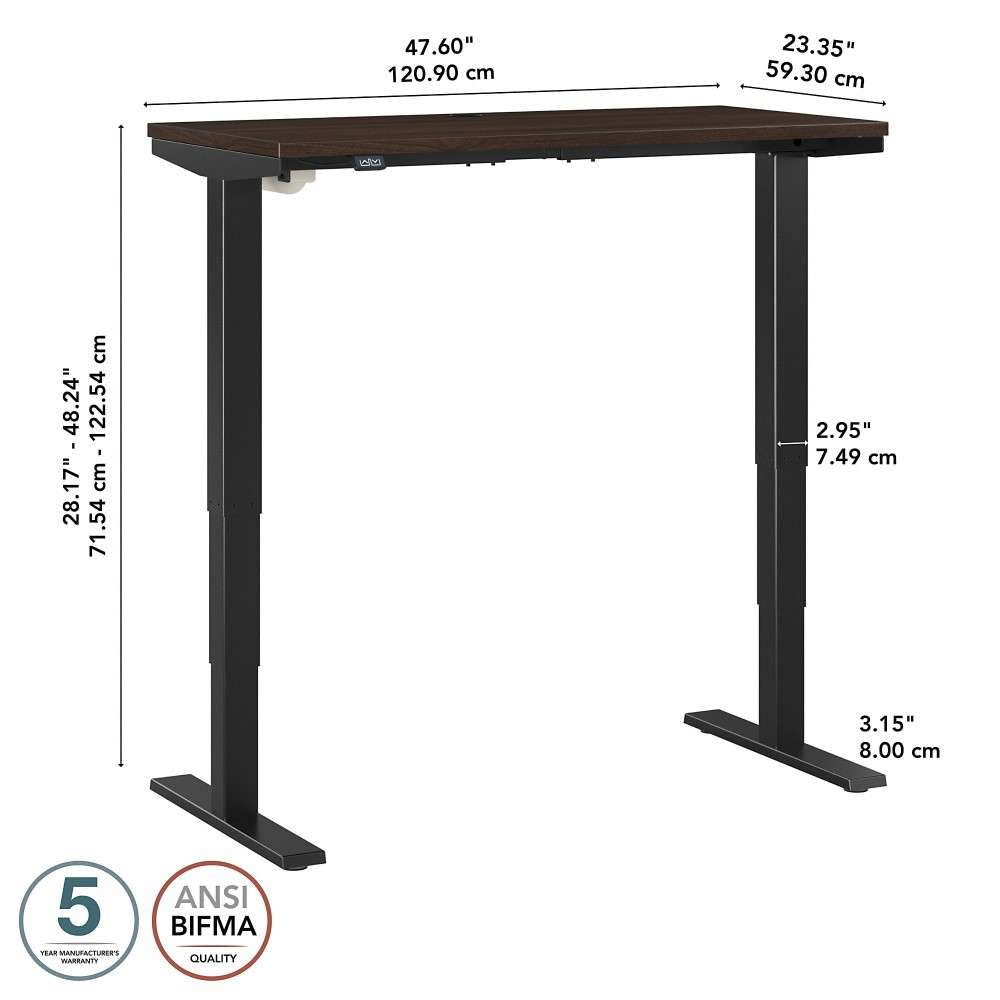 Bush Furniture - Move 40 Series 48W x 24D Electric Height Adjustable Standing Desk in Black Walnut with Black Base - M4S4824BWBK veiw 6