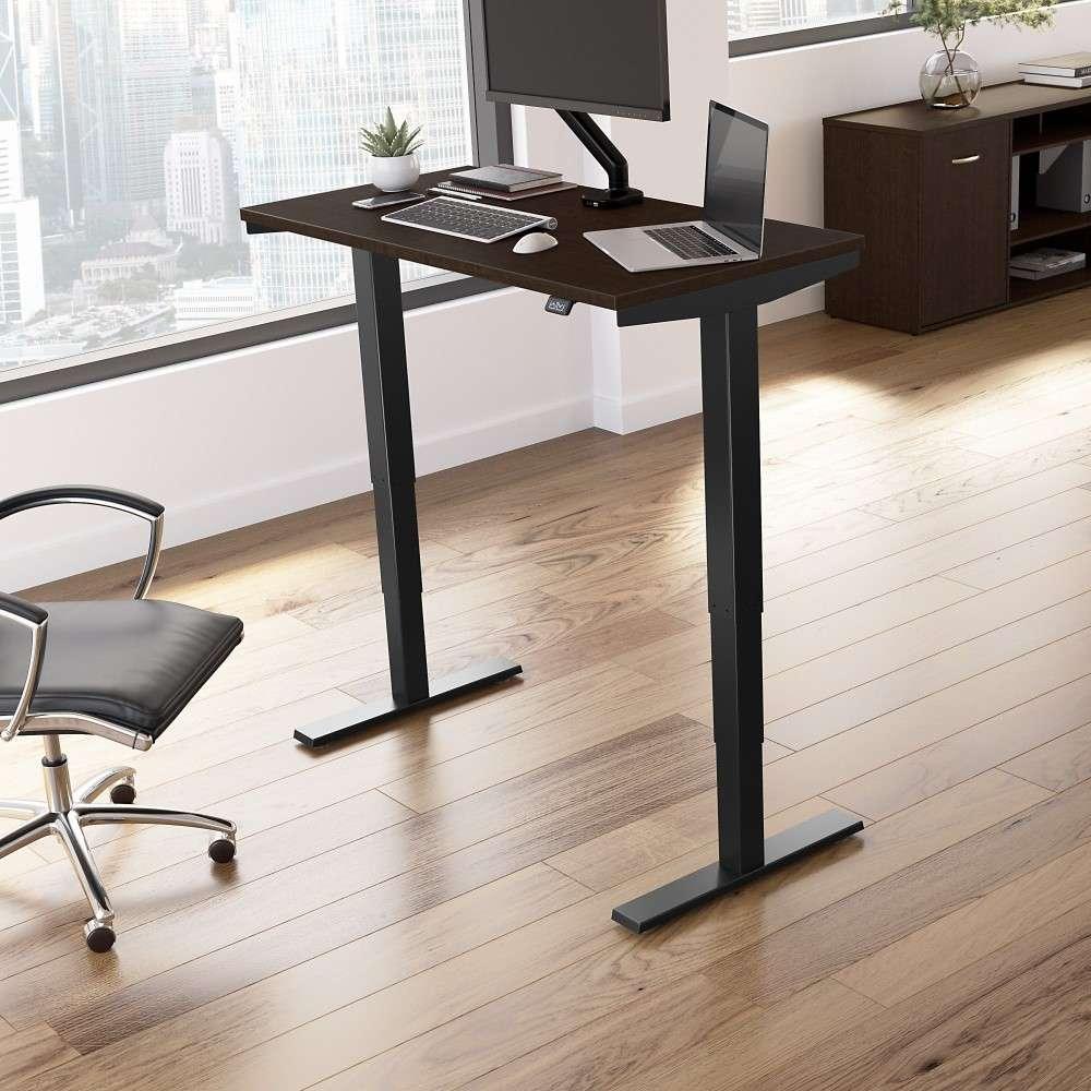 Bush Furniture - Move 40 Series 48W x 24D Electric Height Adjustable Standing Desk in Mocha Cherry with Black Base - M4S4824MRBK veiw 2