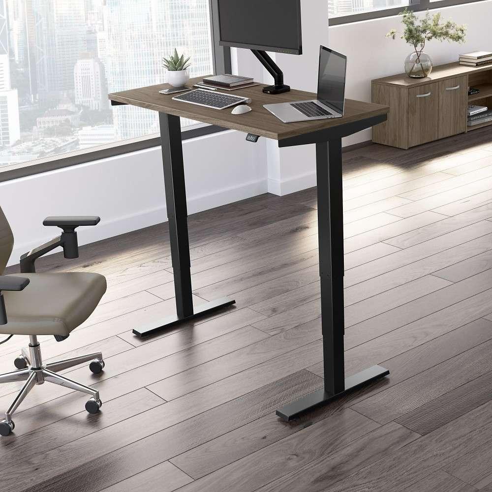 Bush Furniture - Move 40 Series 48W x 24D Electric Height Adjustable Standing Desk in Modern Hickory with Black Base - M4S4824MHBK veiw 2