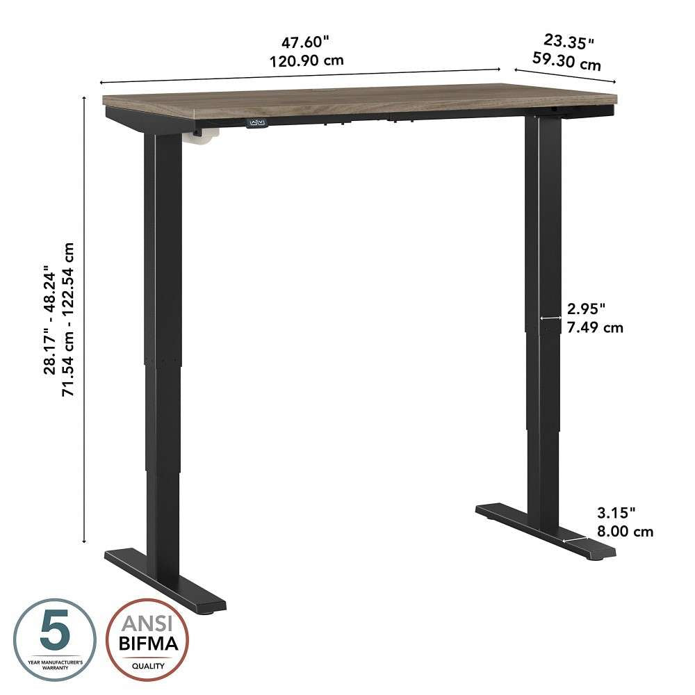 Bush Furniture - Move 40 Series 48W x 24D Electric Height Adjustable Standing Desk in Modern Hickory with Black Base - M4S4824MHBK veiw 6