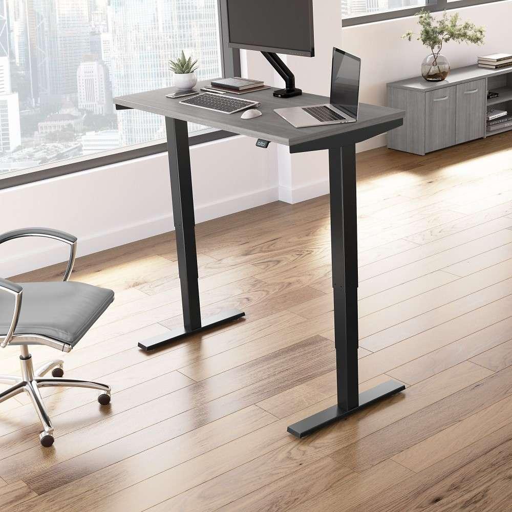 Bush Furniture - Move 40 Series 48W x 24D Electric Height Adjustable Standing Desk in Platinum Gray with Black Base - M4S4824PGBK veiw 2