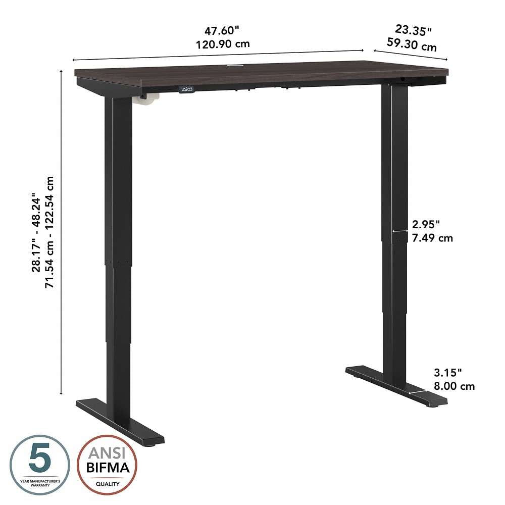 Bush Furniture - Move 40 Series 48W x 24D Electric Height Adjustable Standing Desk in Storm Gray with Black Base - M4S4824SGBK veiw 6