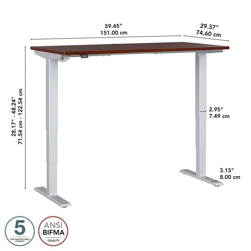Bush Furniture - Move 40 Series 60Wx30D Electric Height Adjustable Standing Desk in Hansen Cherry - M4S6030HCSK veiw 6