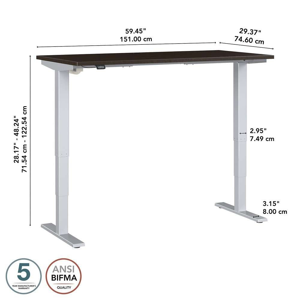 Bush Furniture - Move 40 Series 60Wx30D Electric Height Adjustable Standing Desk in Mocha Cherry - M4S6030MRSK veiw 6