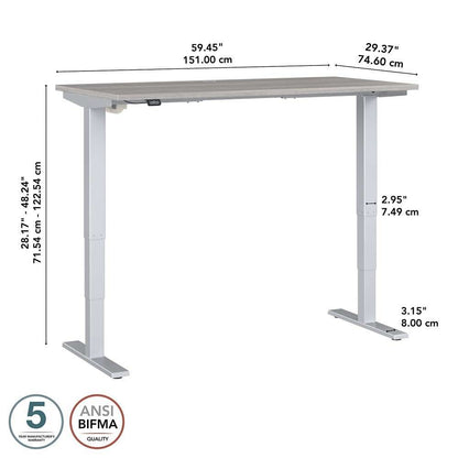 Bush Furniture - Move 40 Series 60W x 30D Electric Height Adjustable Standing Desk in Platinum Gray - M4S6030PGSK veiw 6