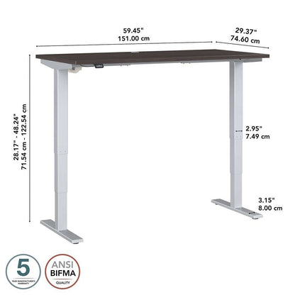 Bush Furniture - Move 40 Series 60Wx30D Electric Height Adjustable Standing Desk in Storm Gray - M4S6030SGSK veiw 6