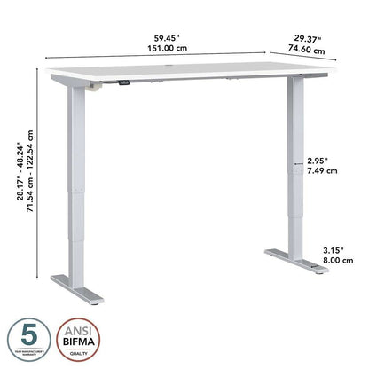 Bush Furniture - Move 40 Series 60W x 30D Electric Height Adjustable Standing Desk in White - M4S6030WHSK veiw 6