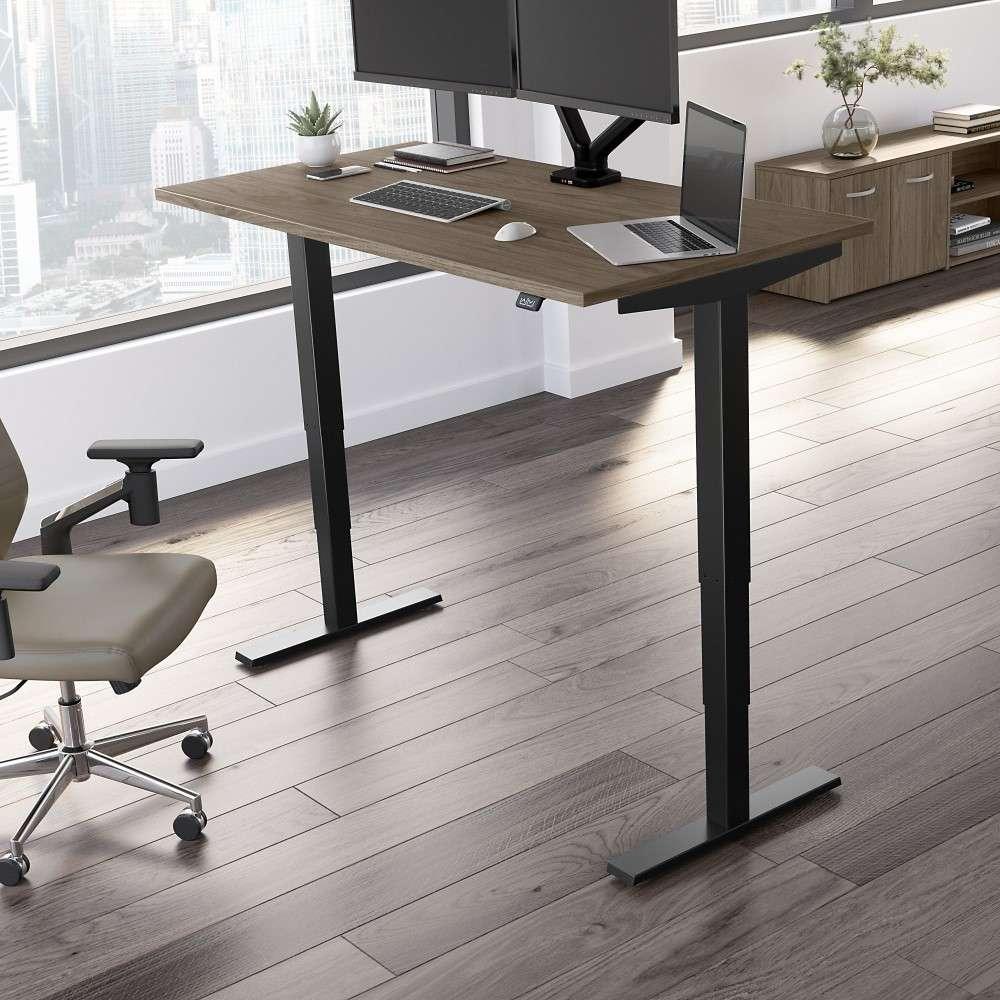Bush Furniture - Move 40 Series 60W x 30D Electric Height Adjustable Standing Desk in Modern Hickory with Black Base - M4S6030MHBK veiw 2