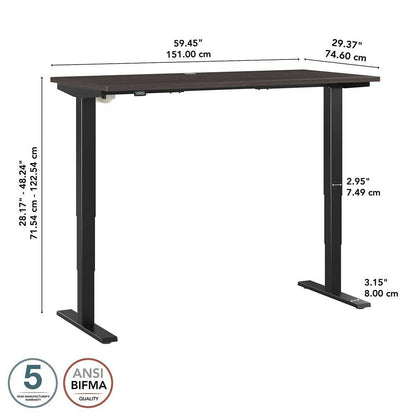 Bush Furniture - Move 40 Series 60W x 30D Electric Height Adjustable Standing Desk in Storm Gray with Black Base - M4S6030SGBK veiw 6
