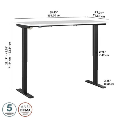 Bush Furniture - Move 40 Series 60W x 30D Electric Height Adjustable Standing Desk in White with Black Base - M4S6030WHBK veiw 6