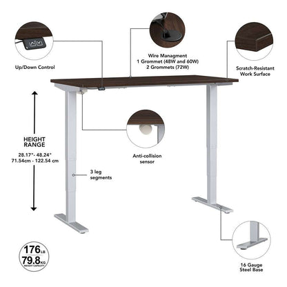 Bush Furniture - Move 40 Series 72W x 30D Electric Height Adjustable Standing Desk in Black Walnut - M4S7230BWSK veiw 3