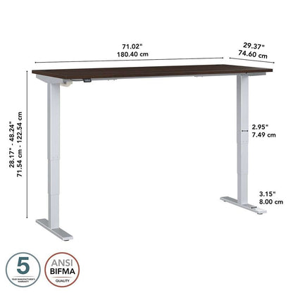 Bush Furniture - Move 40 Series 72W x 30D Electric Height Adjustable Standing Desk in Black Walnut - M4S7230BWSK veiw 6