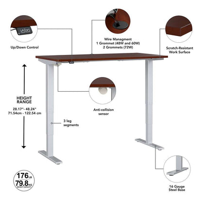 Bush Furniture - Move 40 Series 72Wx30D Electric Height Adjustable Standing Desk in Hansen Cherry - M4S7230HCSK veiw 3