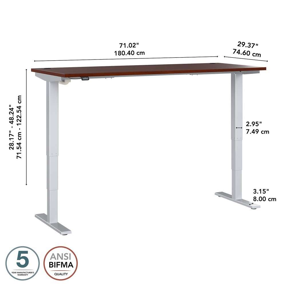 Bush Furniture - Move 40 Series 72Wx30D Electric Height Adjustable Standing Desk in Hansen Cherry - M4S7230HCSK veiw 6