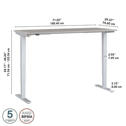 Bush Furniture - Move 40 Series 72W x 30D Electric Height Adjustable Standing Desk in Platinum Gray - M4S7230PGSK veiw 6