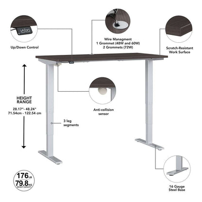 Bush Furniture - Move 40 Series 72Wx30D Electric Height Adjustable Standing Desk in Storm Gray - M4S7230SGSK veiw 3