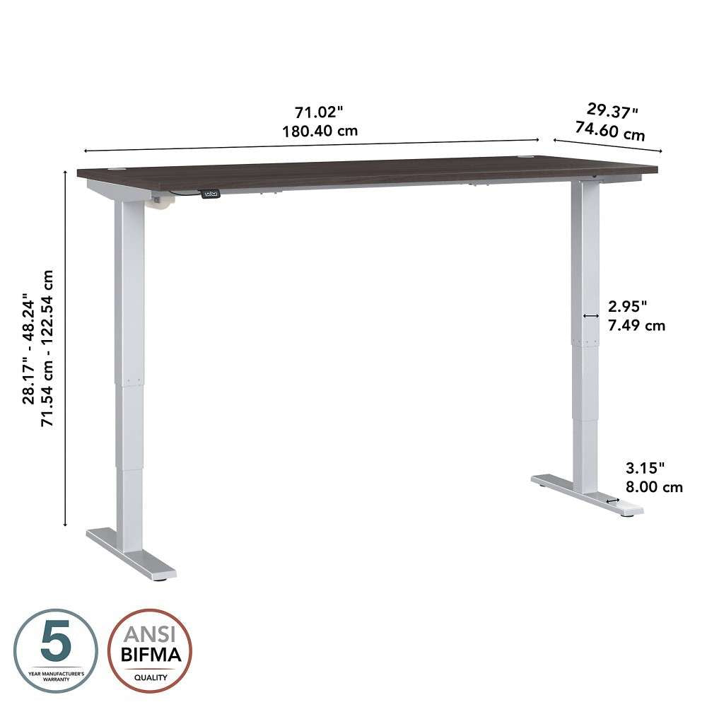 Bush Furniture - Move 40 Series 72Wx30D Electric Height Adjustable Standing Desk in Storm Gray - M4S7230SGSK veiw 6