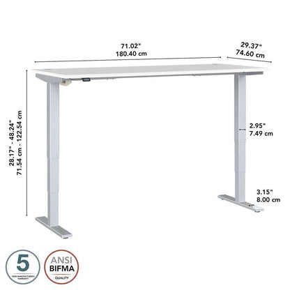 Bush Furniture - Move 40 Series 72W x 30D Electric Height Adjustable Standing Desk in White - M4S7230WHSK veiw 6