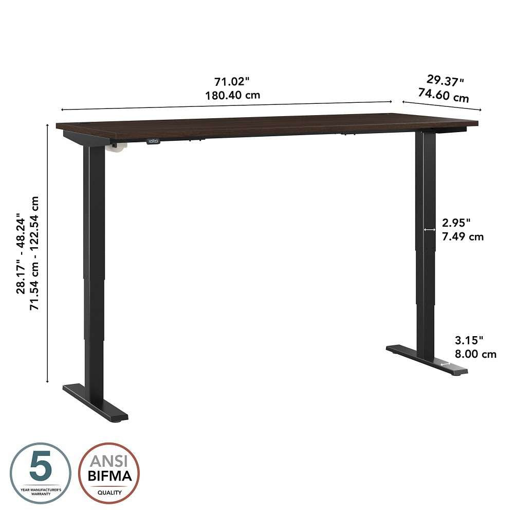 Bush Furniture - Move 40 Series 72W x 30D Electric Height Adjustable Standing Desk in Black Walnut with Black Base - M4S7230BWBK veiw 6