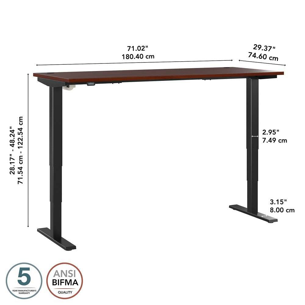 Bush Furniture - Move 40 Series 72W x 30D Electric Height Adjustable Standing Desk in Hansen Cherry with Black Base - M4S7230HCBK veiw 6